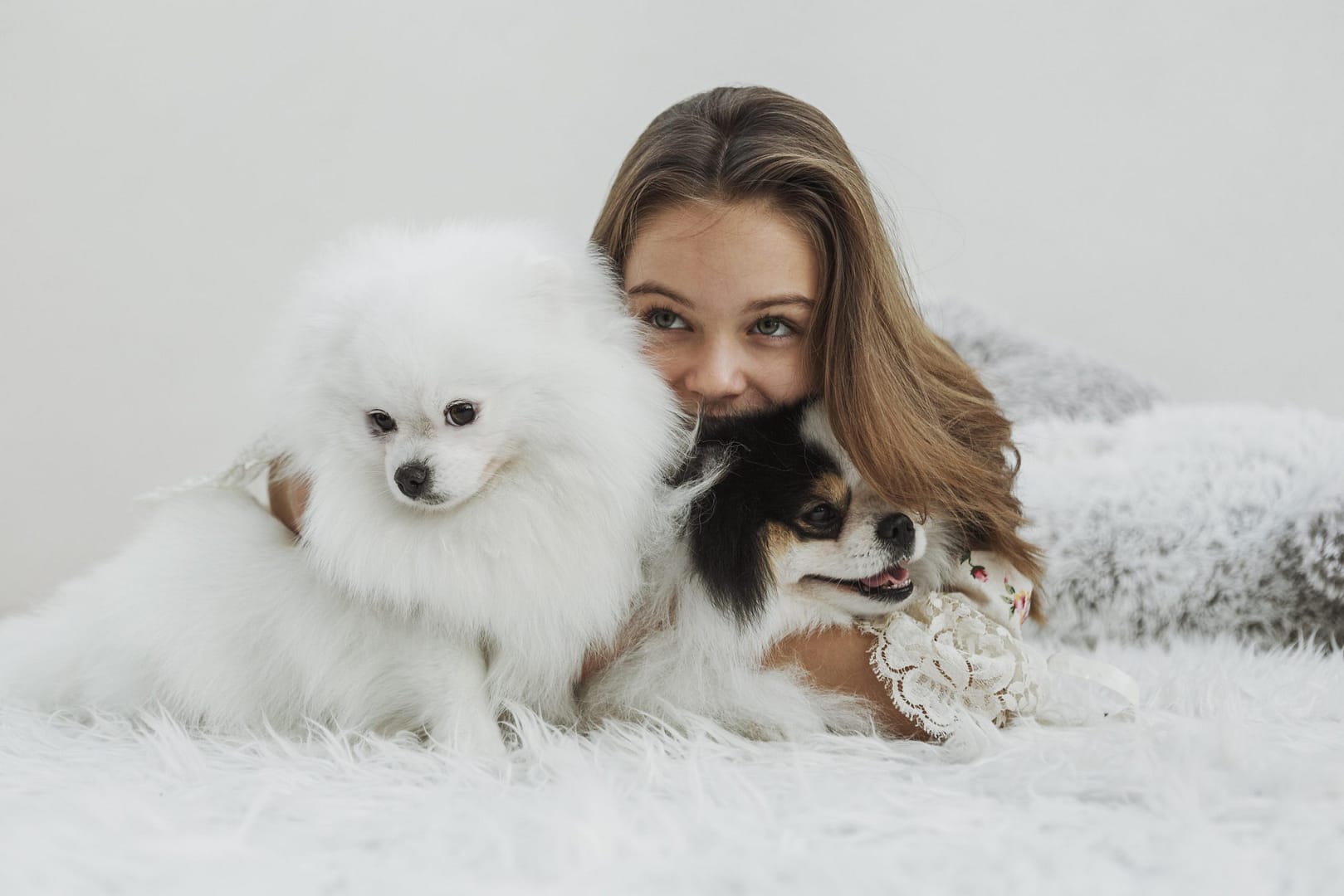 a girl with her dog