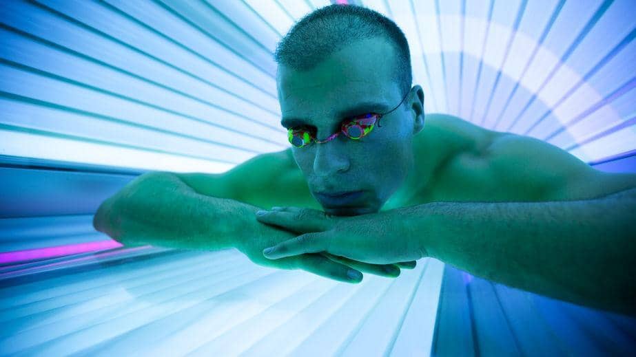 man tanning